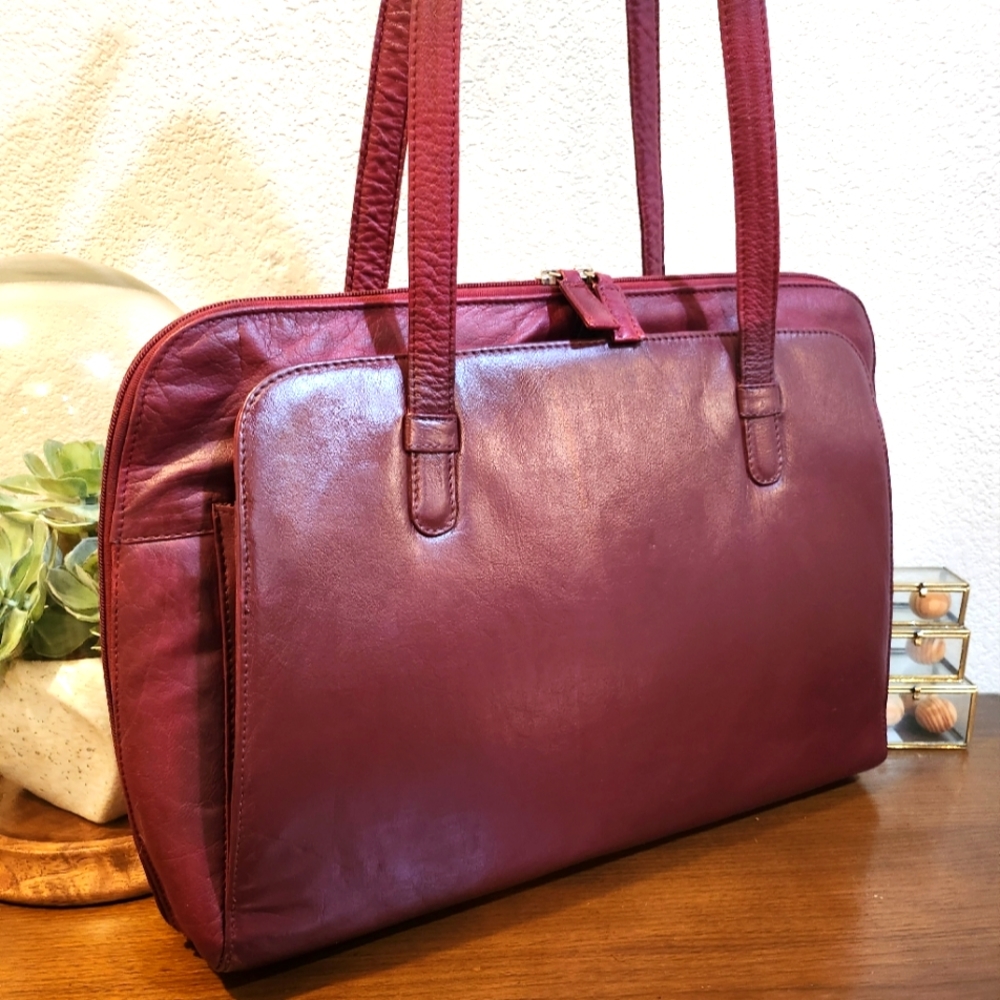 Latico Red/Maroon Leather Laptop Bag/Briefcase/Tote Bag